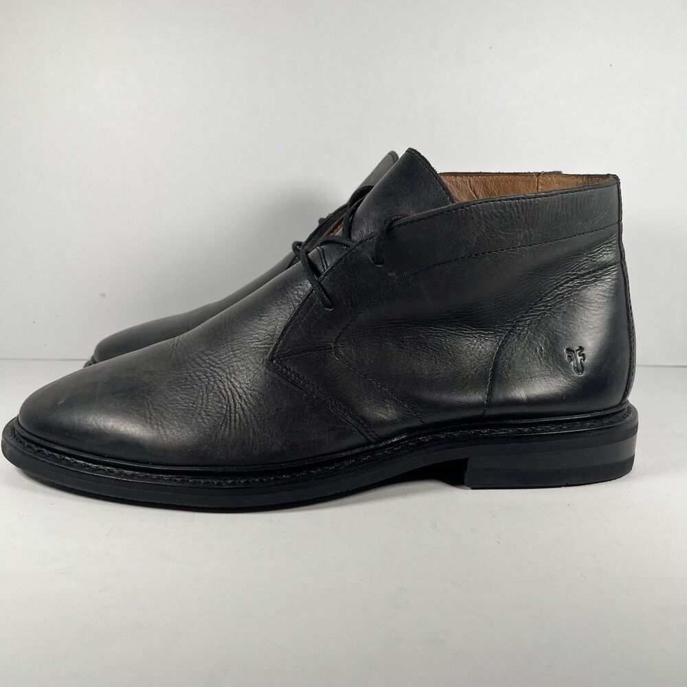 Frye Paul Chukka Boots Black Leather Lace Up Ankle Shoes Men's Size 10 M - Picture 3 of 9